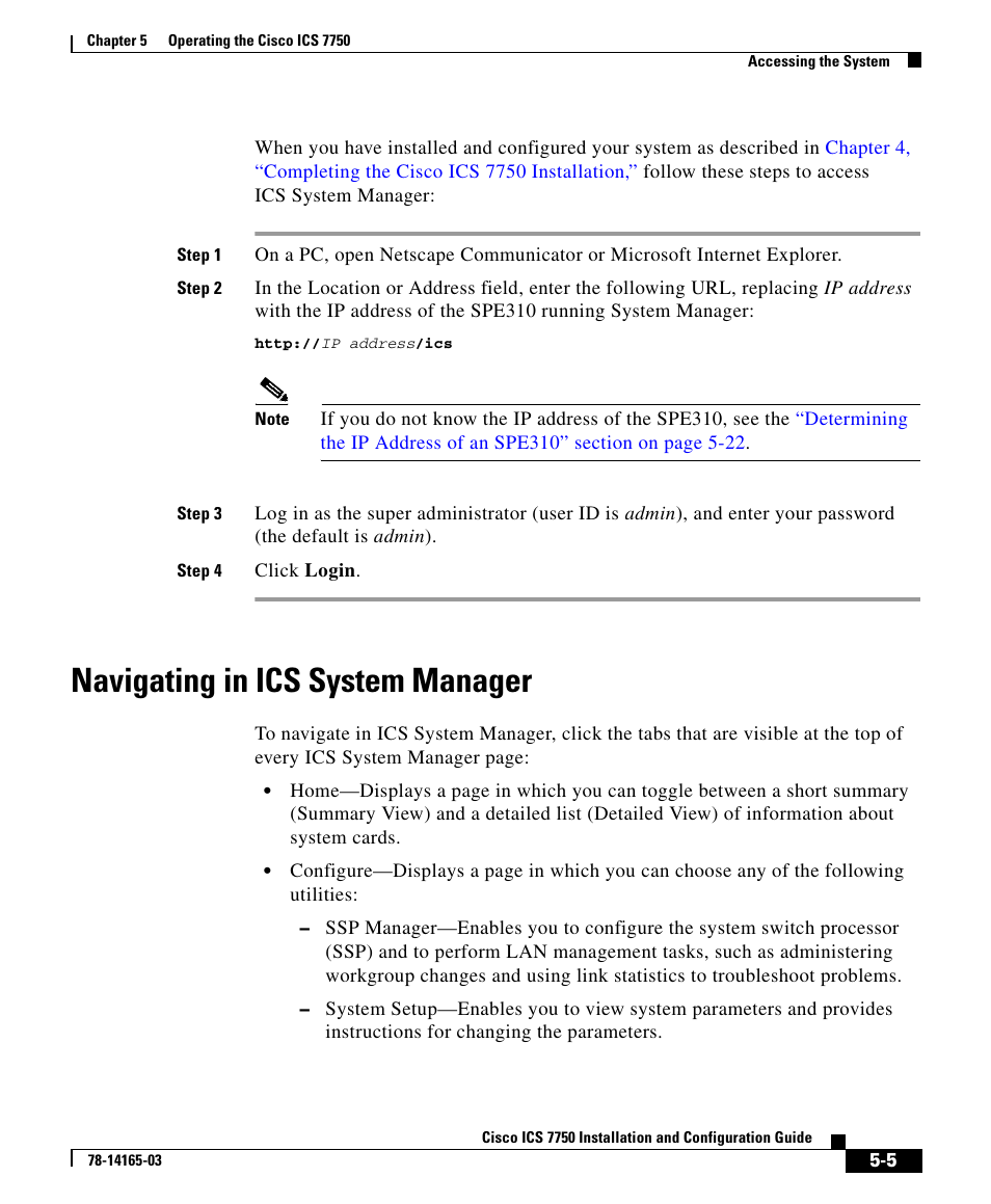 Navigating in ics system manager | HP 7750 User Manual | Page 5 / 32