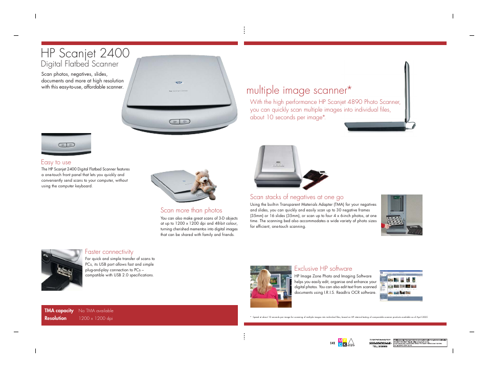 Hp scanjet 2400, Multiple image scanner, Digital flatbed scanner | HP Scanjet L1970A User Manual | Page 5 / 6