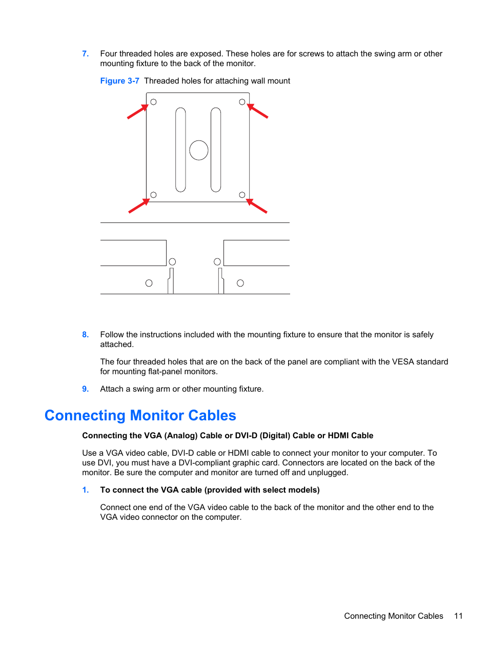 Connecting monitor cables | HP 2010 User Manual | Page 17 / 49
