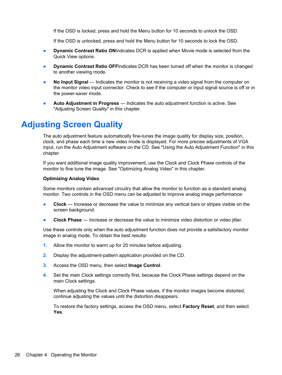 Adjusting screen quality | HP 2010 User Manual | Page 32 / 49