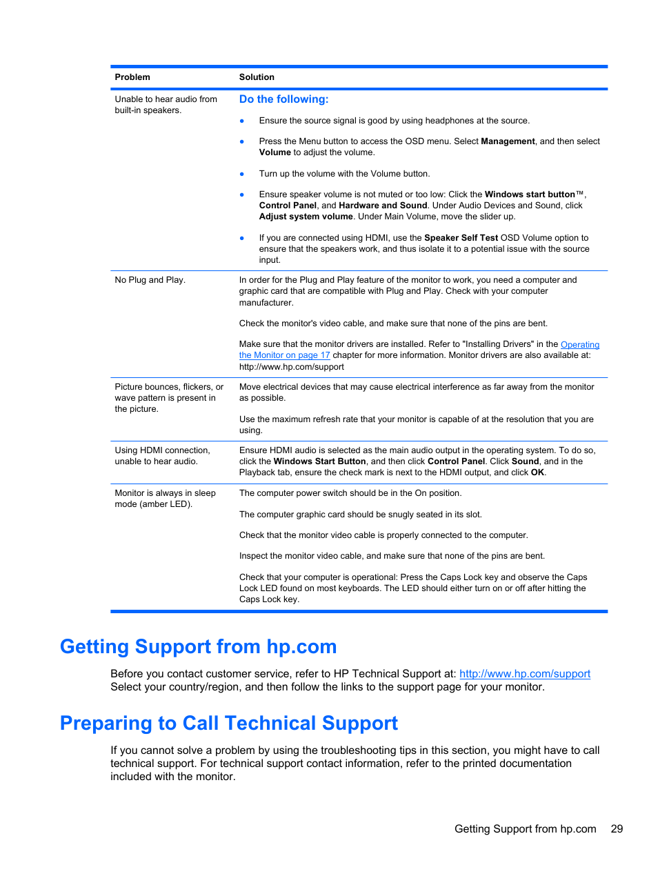 Getting support from hp.com, Preparing to call technical support | HP 2010 User Manual | Page 35 / 49