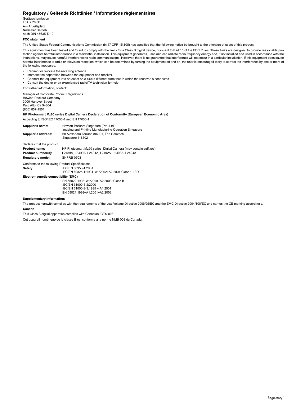 HP Photosmart Mz60 Series User Manual | Page 48 / 48