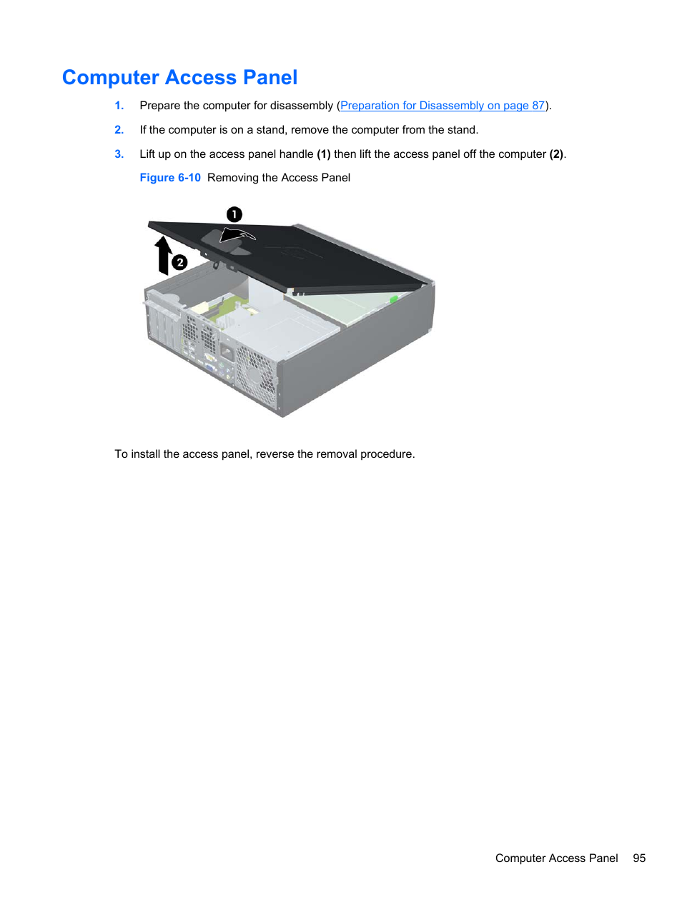 Computer access panel | HP 8080 ELITE BUSINESS User Manual | Page 107 / 284