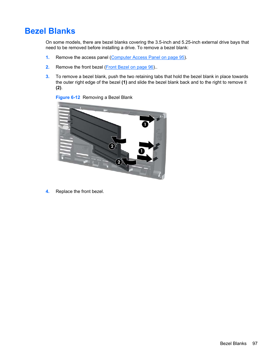 Bezel blanks | HP 8080 ELITE BUSINESS User Manual | Page 109 / 284