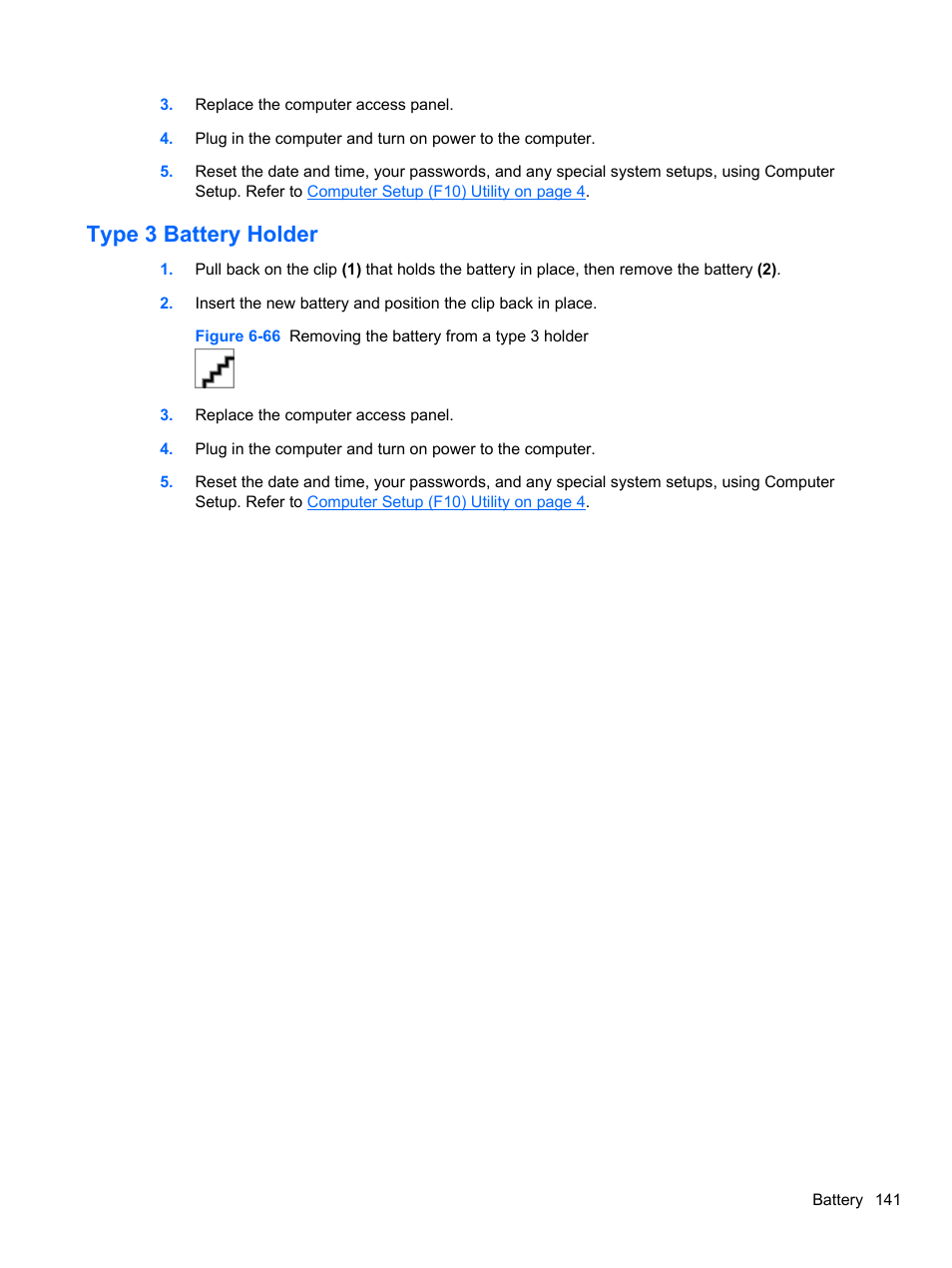 Type 3 battery holder | HP 8080 ELITE BUSINESS User Manual | Page 153 / 284