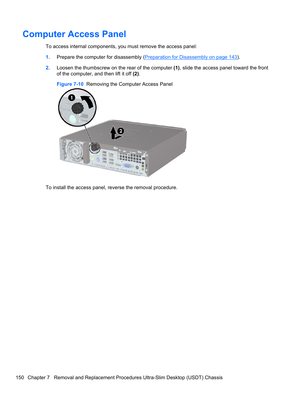 Computer access panel | HP 8080 ELITE BUSINESS User Manual | Page 162 / 284