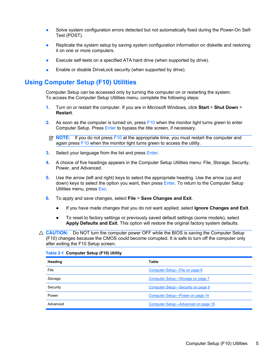 Using computer setup (f10) utilities | HP 8080 ELITE BUSINESS User Manual | Page 17 / 284