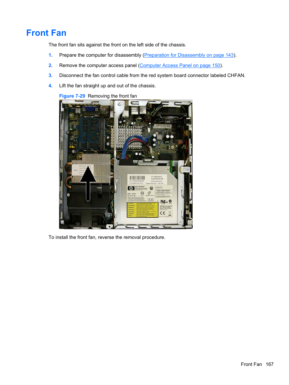 Front fan | HP 8080 ELITE BUSINESS User Manual | Page 179 / 284