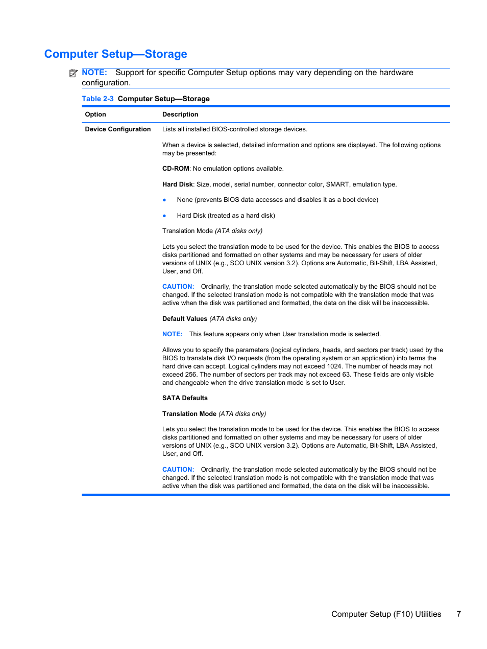 Computer setup—storage | HP 8080 ELITE BUSINESS User Manual | Page 19 / 284