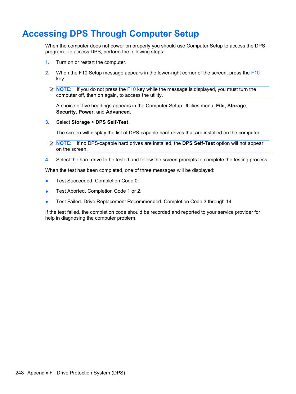 Accessing dps through computer setup | HP 8080 ELITE BUSINESS User Manual | Page 260 / 284