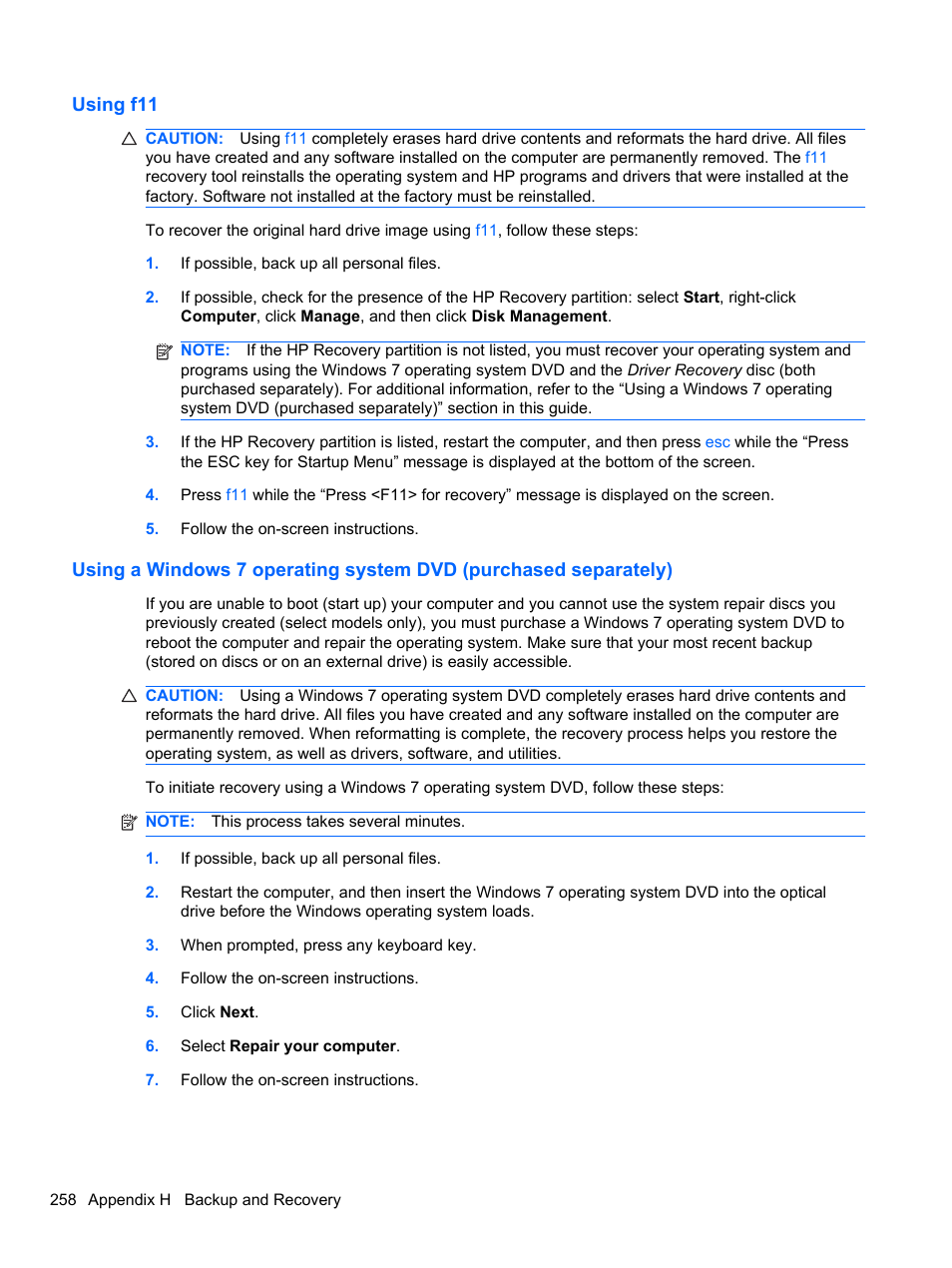 Using f11 | HP 8080 ELITE BUSINESS User Manual | Page 270 / 284