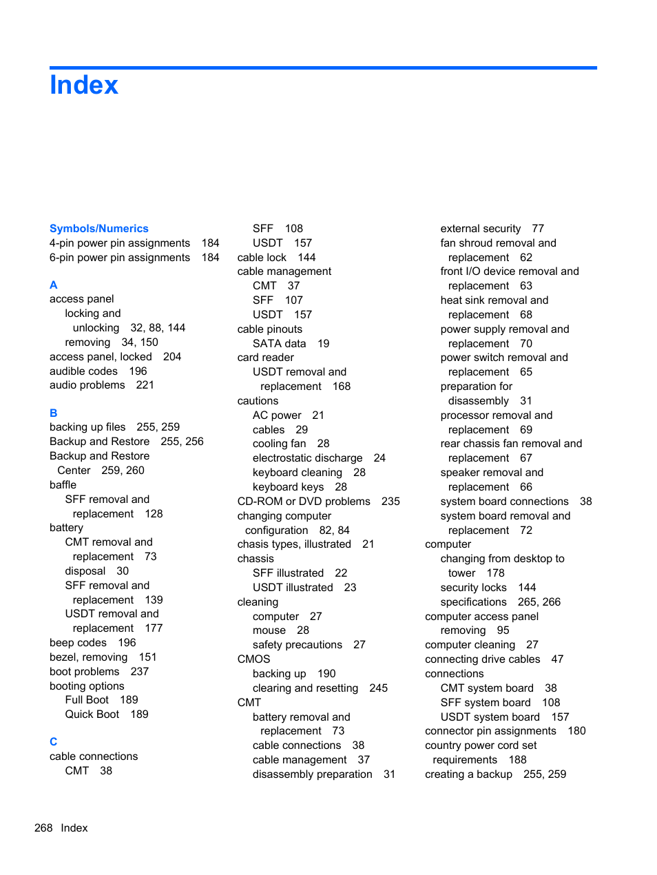 Index | HP 8080 ELITE BUSINESS User Manual | Page 280 / 284