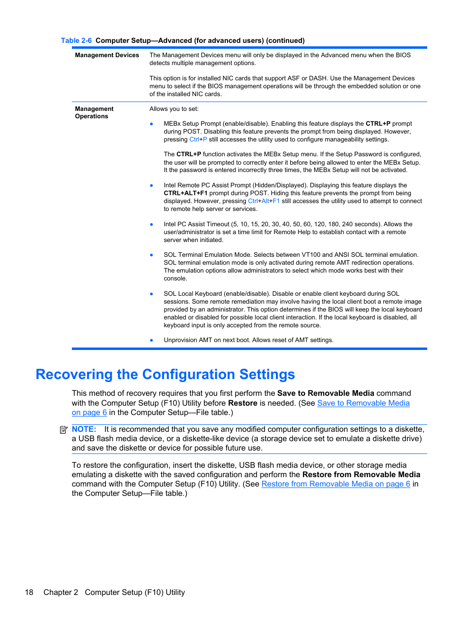 Recovering the configuration settings | HP 8080 ELITE BUSINESS User Manual | Page 30 / 284