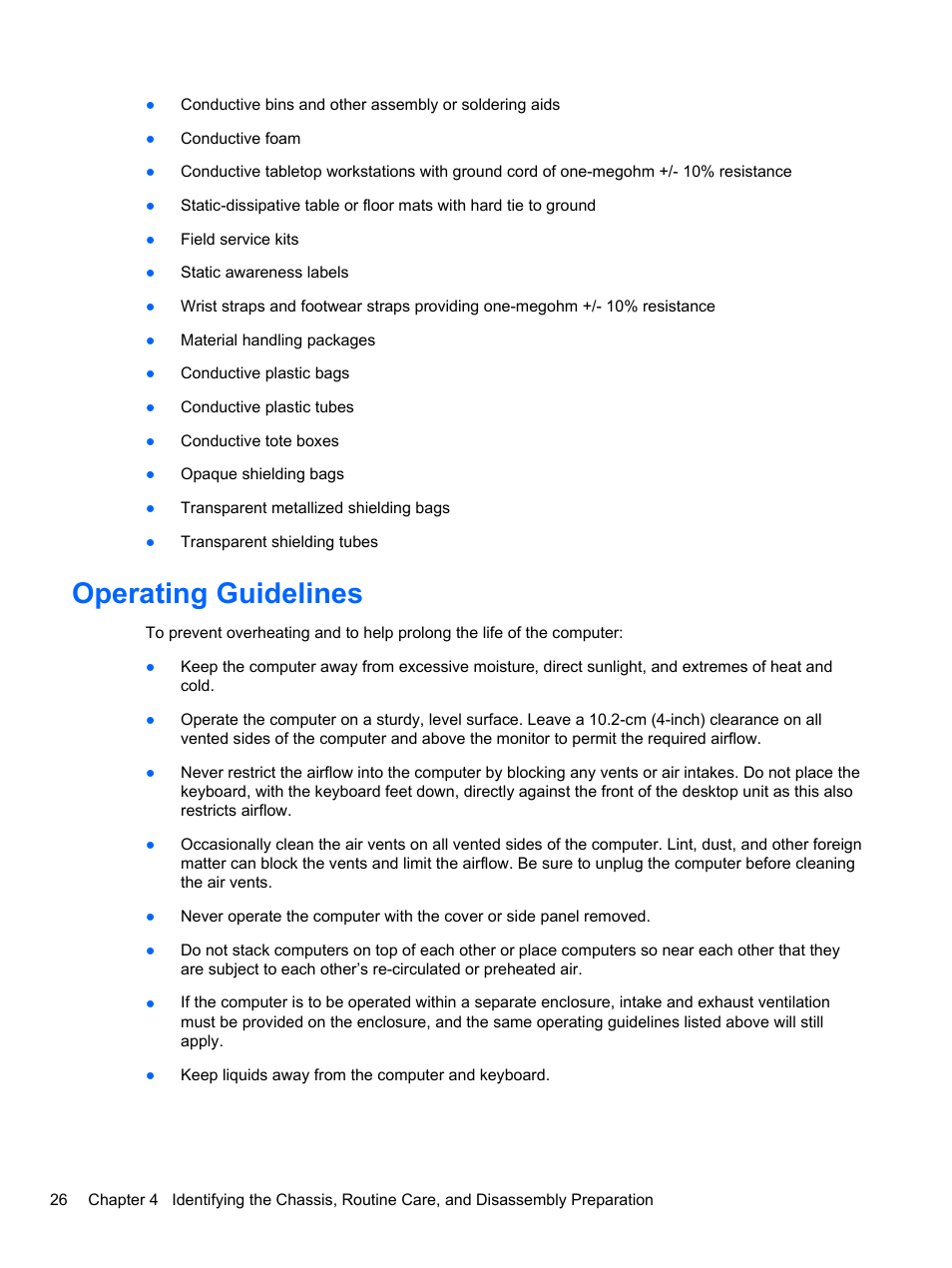 Operating guidelines | HP 8080 ELITE BUSINESS User Manual | Page 38 / 284