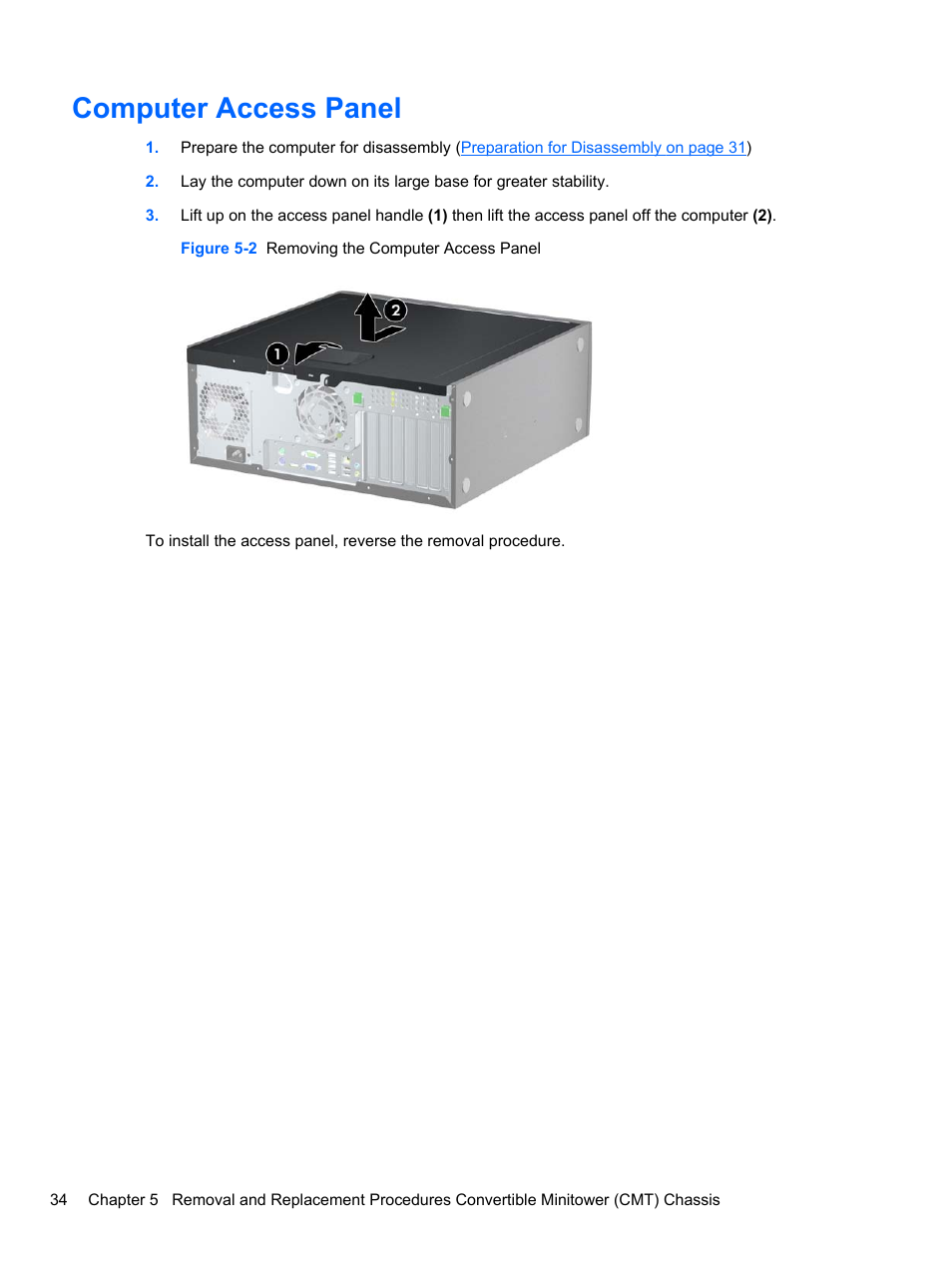 Computer access panel | HP 8080 ELITE BUSINESS User Manual | Page 46 / 284