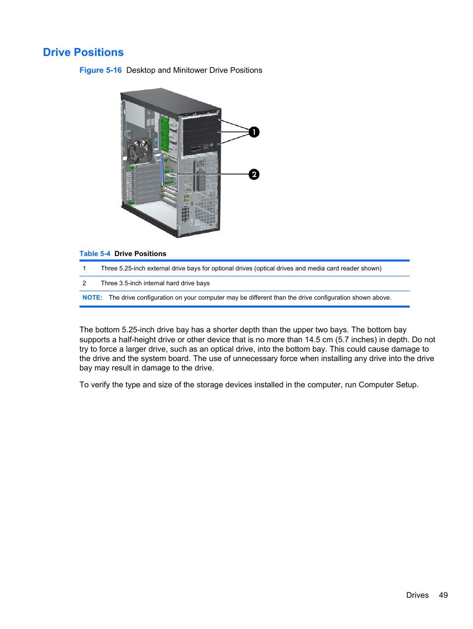 Drive positions | HP 8080 ELITE BUSINESS User Manual | Page 61 / 284