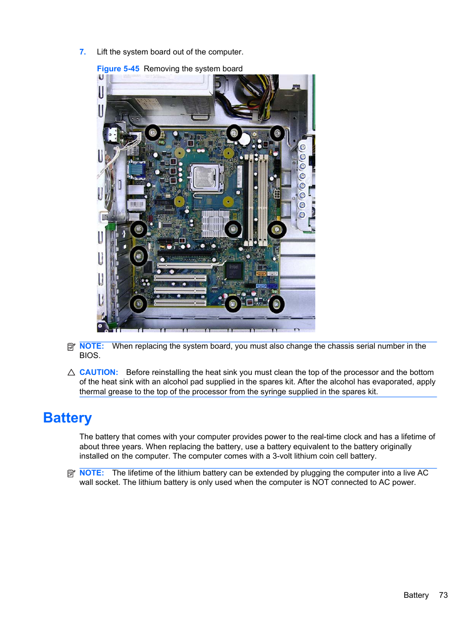 Battery | HP 8080 ELITE BUSINESS User Manual | Page 85 / 284