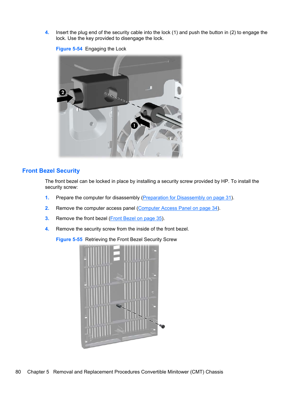 Front bezel security | HP 8080 ELITE BUSINESS User Manual | Page 92 / 284