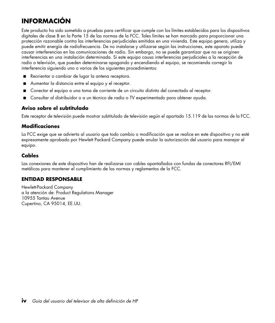 Información | HP PL4272N User Manual | Page 136 / 198