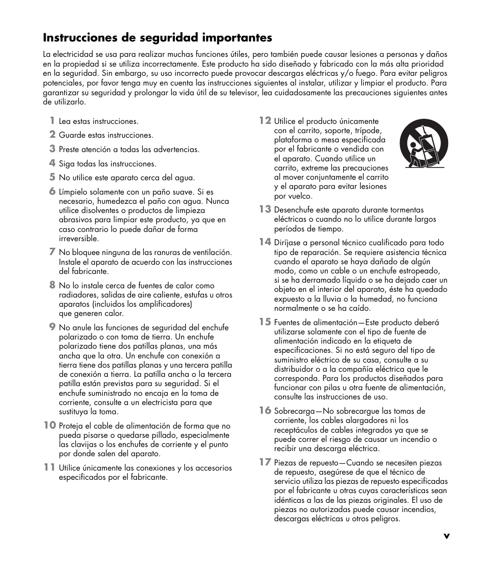 Instrucciones de seguridad importantes | HP PL4272N User Manual | Page 137 / 198