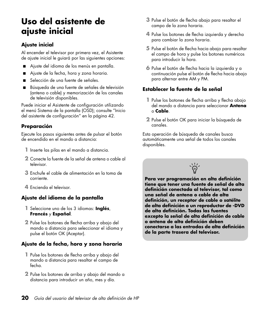 Uso del asistente de ajuste inicial | HP PL4272N User Manual | Page 162 / 198