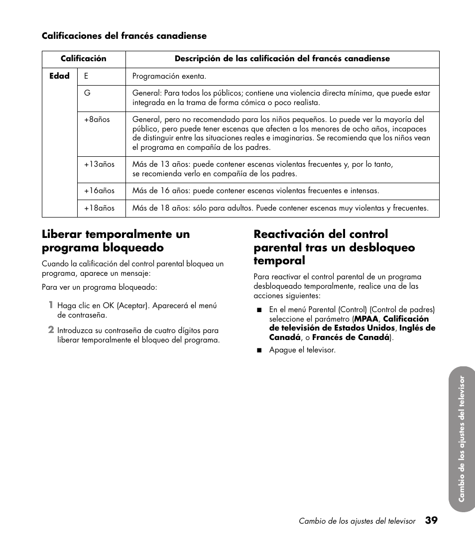 Liberar temporalmente un programa bloqueado | HP PL4272N User Manual | Page 181 / 198