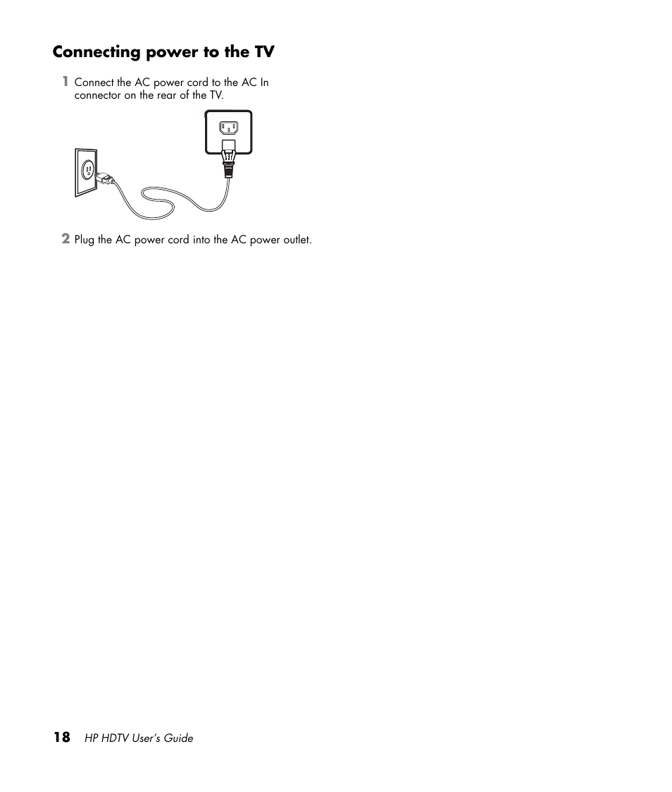 Connecting power to the tv | HP PL4272N User Manual | Page 28 / 198