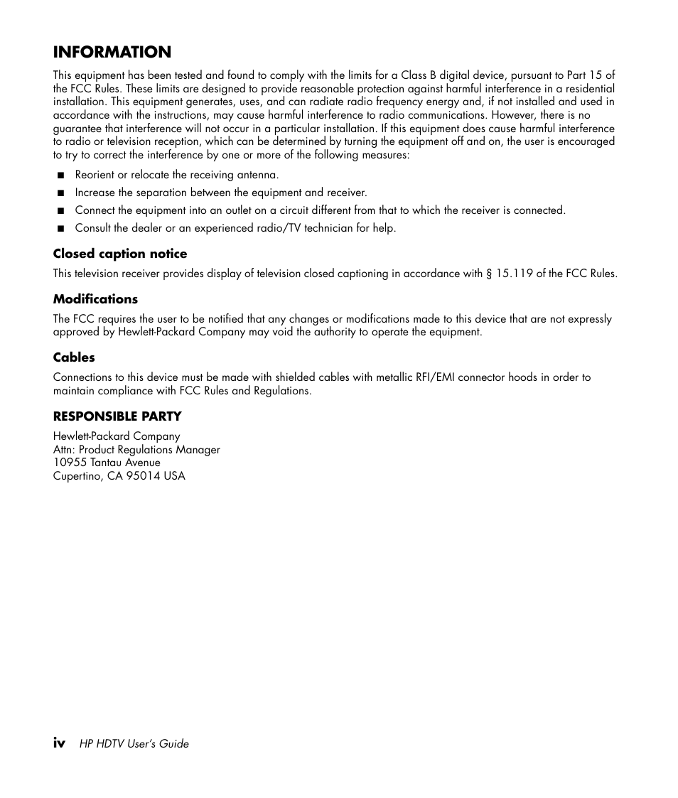 Information | HP PL4272N User Manual | Page 4 / 198