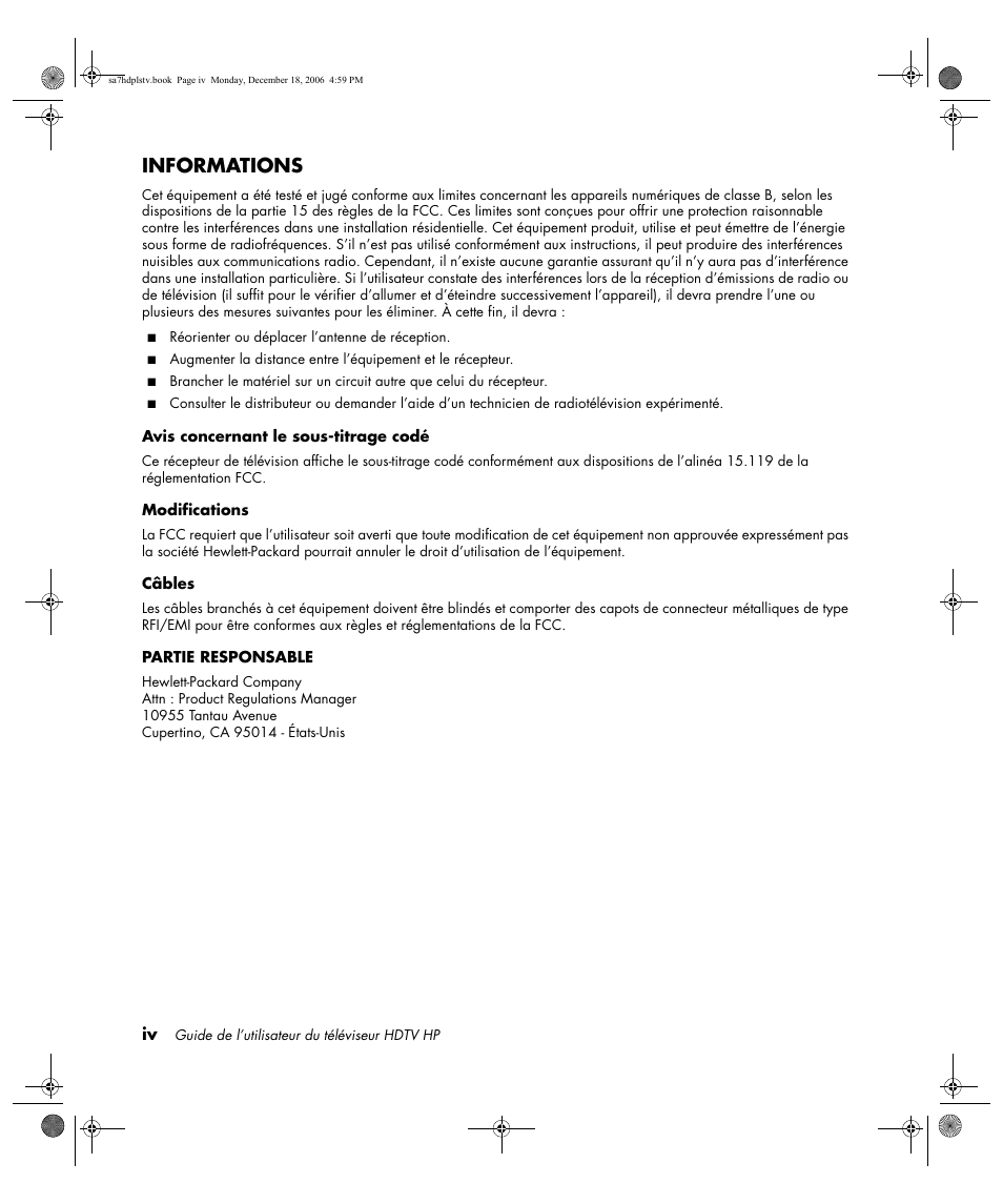 Informations | HP PL4272N User Manual | Page 68 / 198