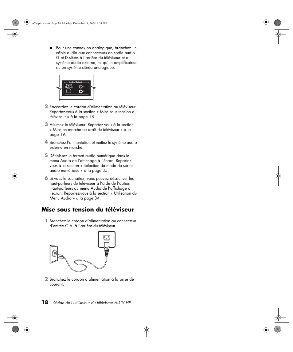 Mise sous tension du téléviseur | HP PL4272N User Manual | Page 92 / 198