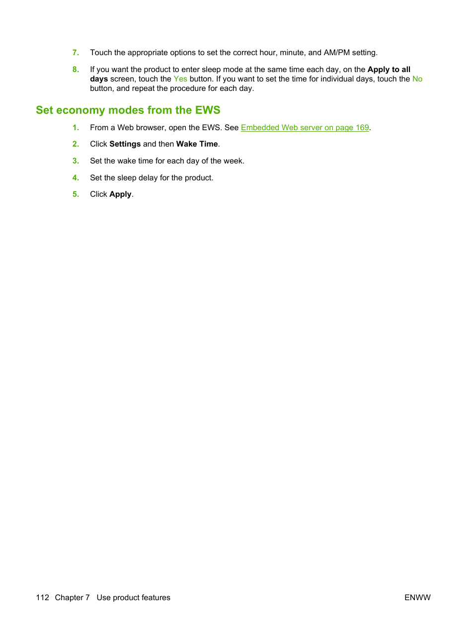 Set economy modes from the ews | HP CM3530 User Manual | Page 126 / 302