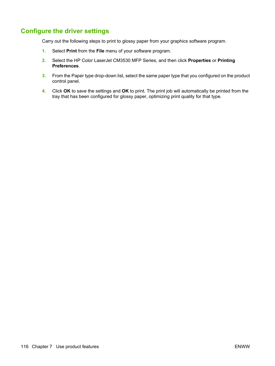 Configure the driver settings | HP CM3530 User Manual | Page 130 / 302