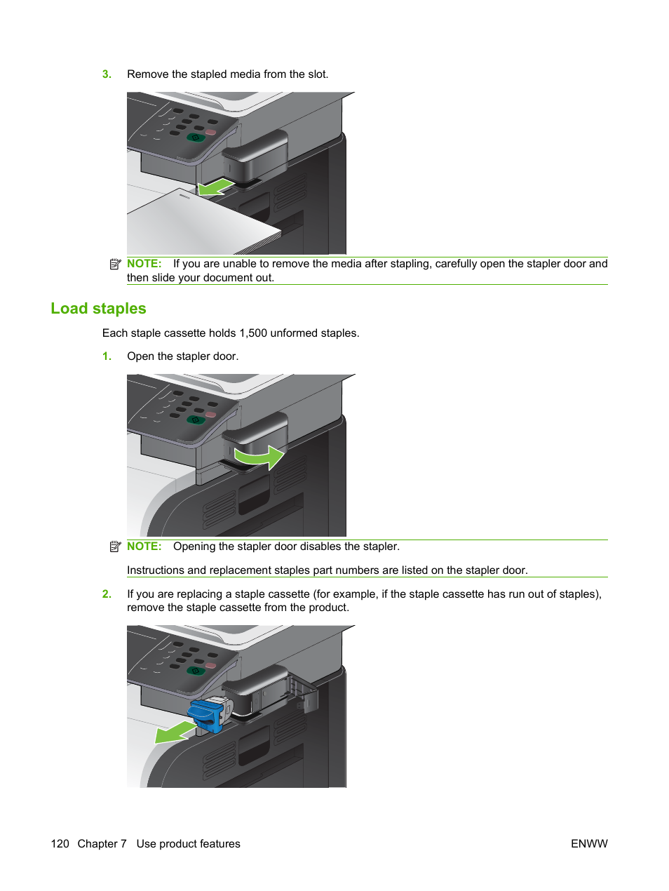 Load staples | HP CM3530 User Manual | Page 134 / 302