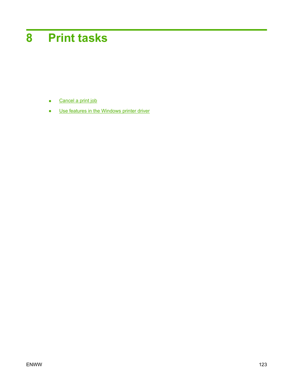 Print tasks, 8 print tasks, 8print tasks | HP CM3530 User Manual | Page 137 / 302