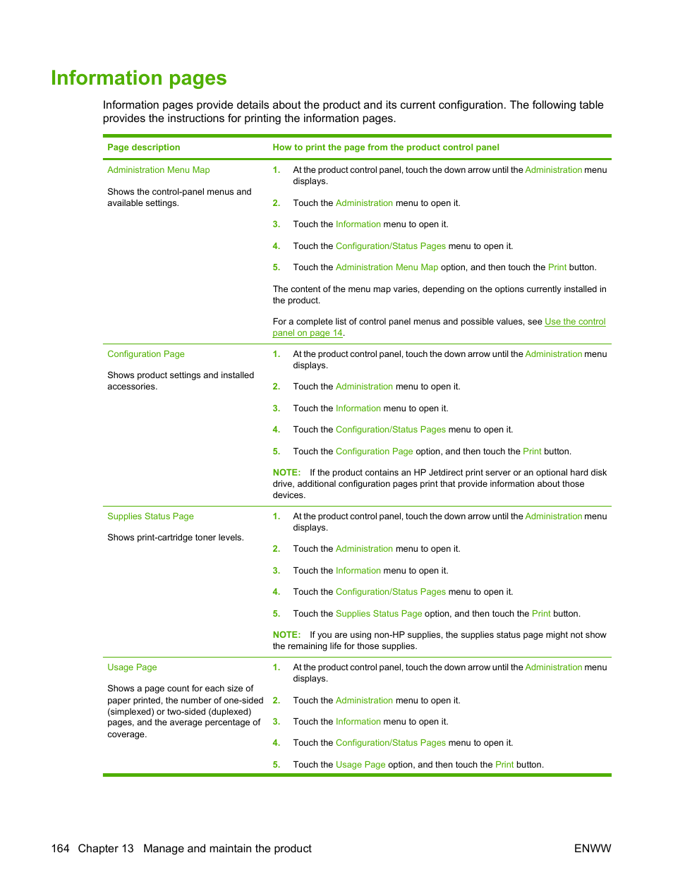 Information pages | HP CM3530 User Manual | Page 178 / 302