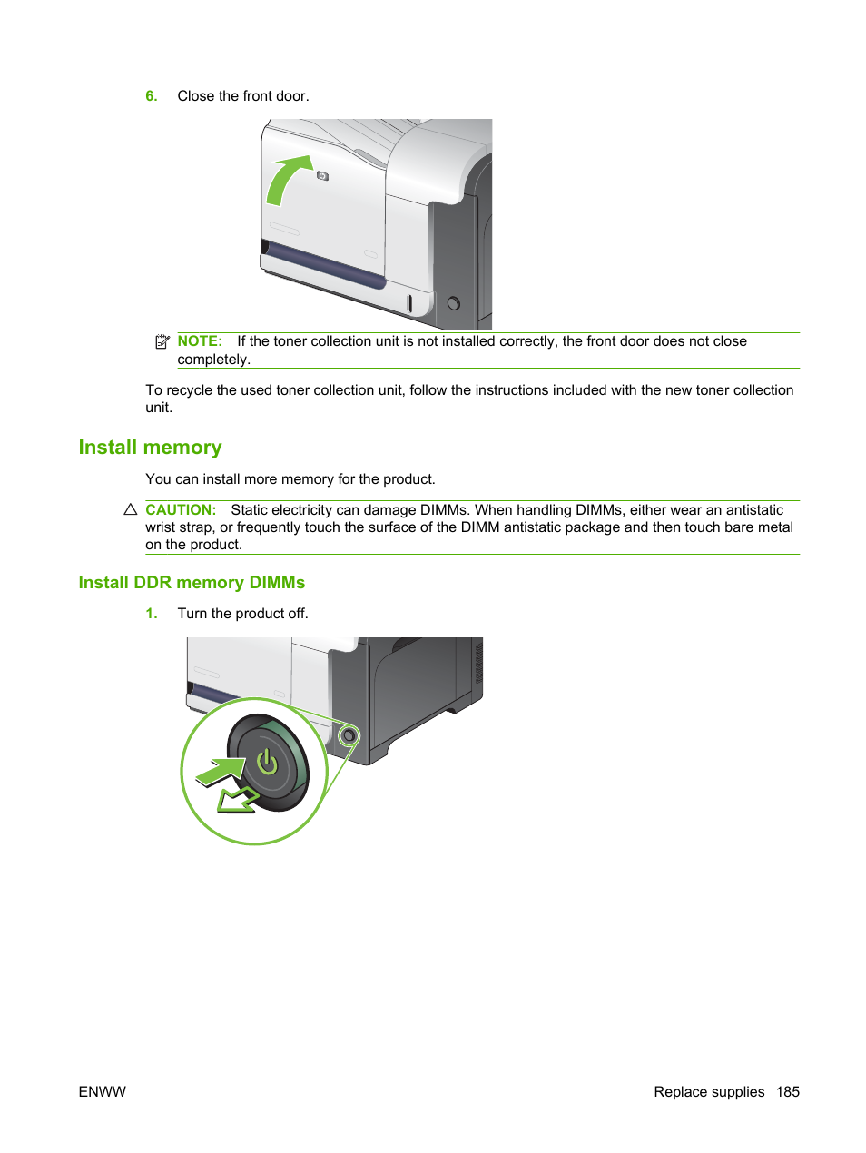 Install memory, Install ddr memory dimms | HP CM3530 User Manual | Page 199 / 302