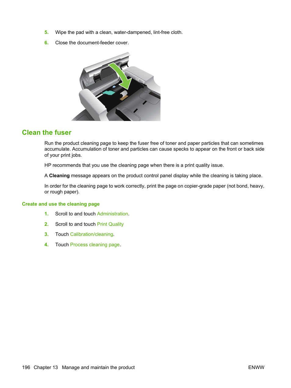 Clean the fuser | HP CM3530 User Manual | Page 210 / 302