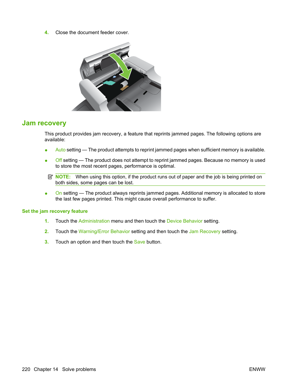 Jam recovery | HP CM3530 User Manual | Page 234 / 302
