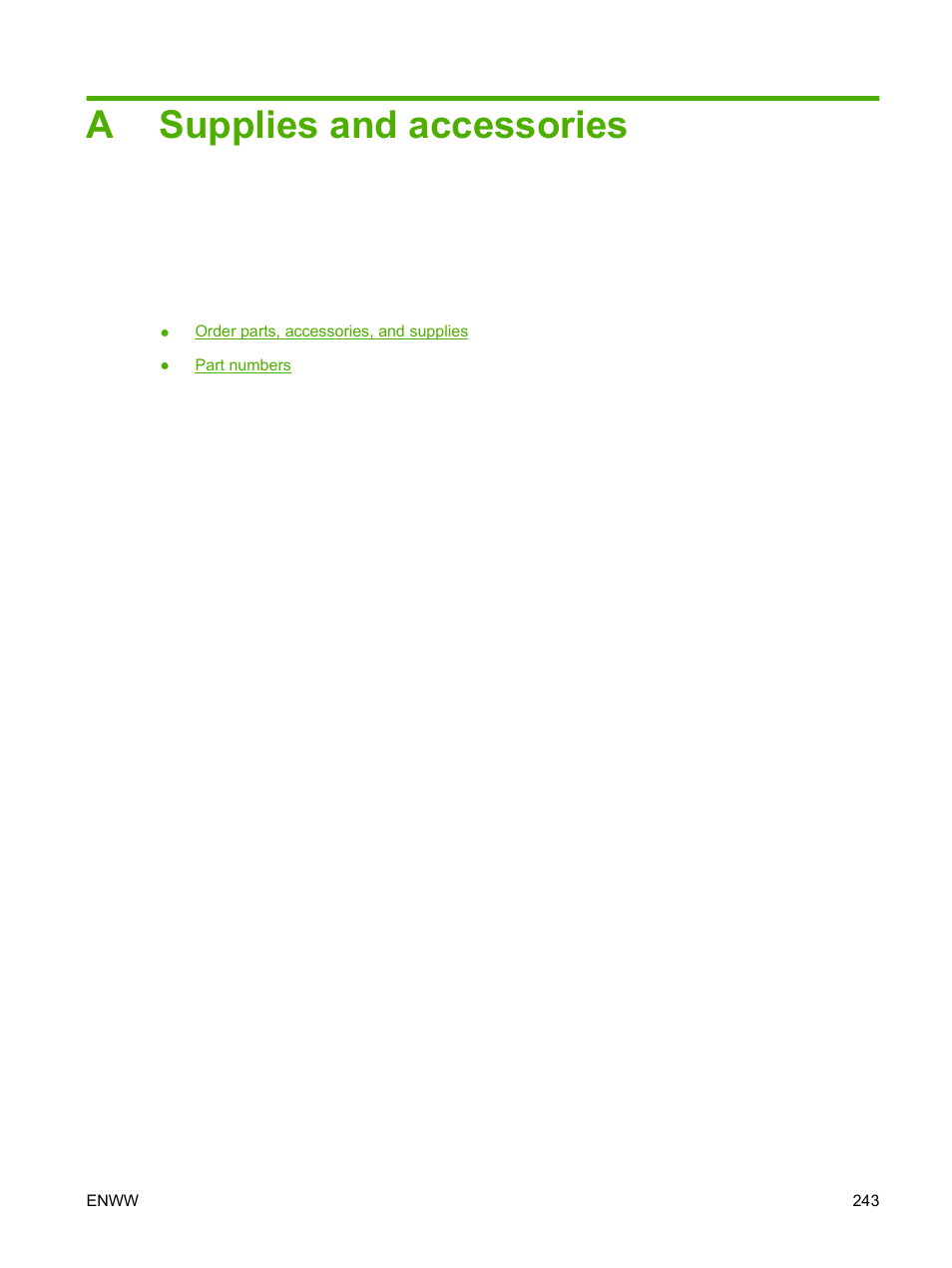 Supplies and accessories, Appendix a supplies and accessories, Asupplies and accessories | HP CM3530 User Manual | Page 257 / 302