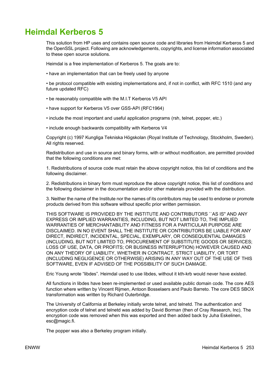 Heimdal kerberos 5 | HP CM3530 User Manual | Page 267 / 302