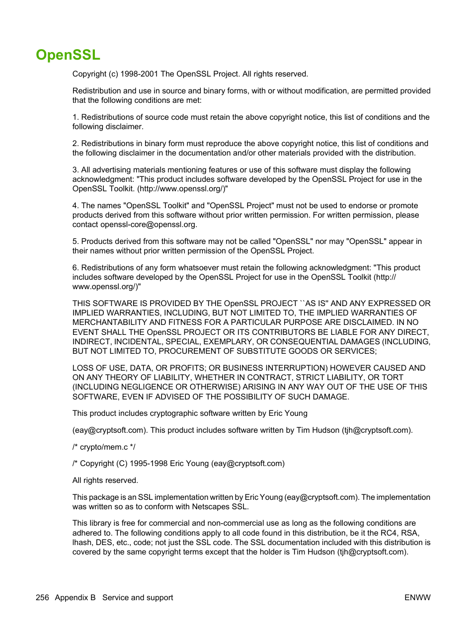 Openssl | HP CM3530 User Manual | Page 270 / 302