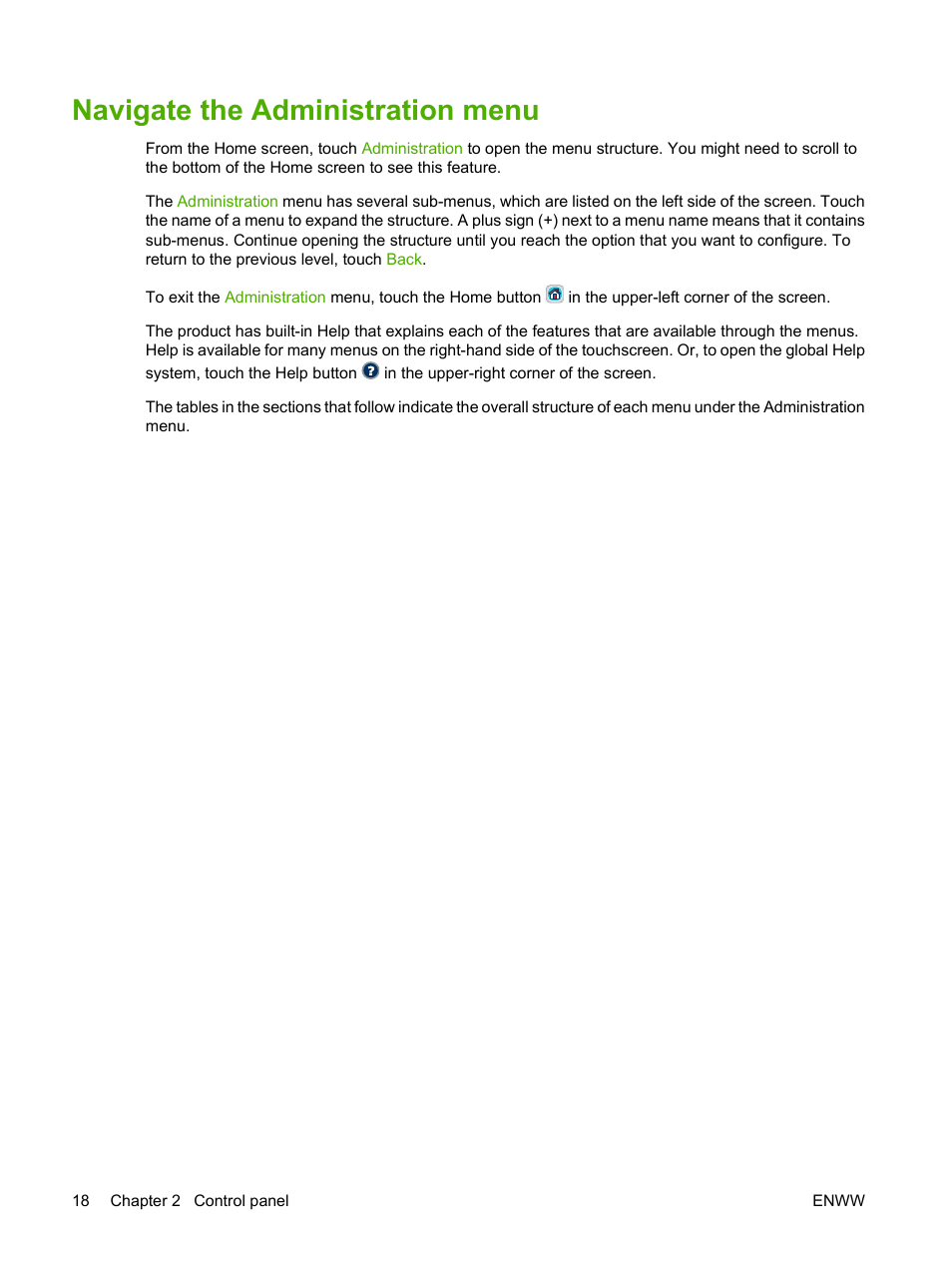 Navigate the administration menu | HP CM3530 User Manual | Page 32 / 302