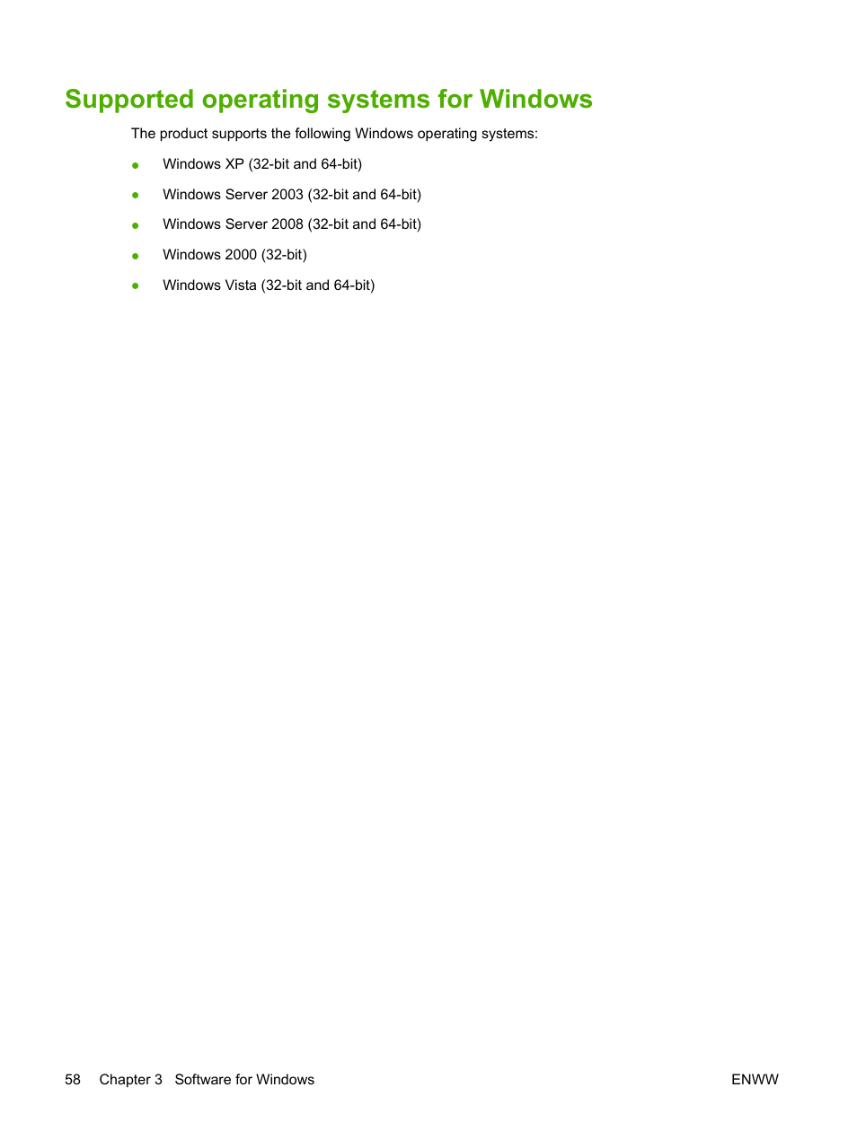 Supported operating systems for windows | HP CM3530 User Manual | Page 72 / 302