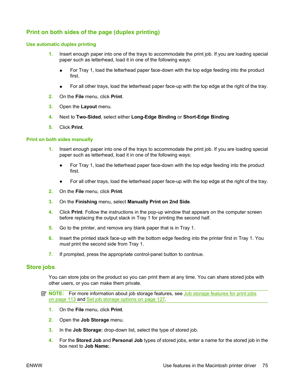 Store jobs | HP CM3530 User Manual | Page 89 / 302