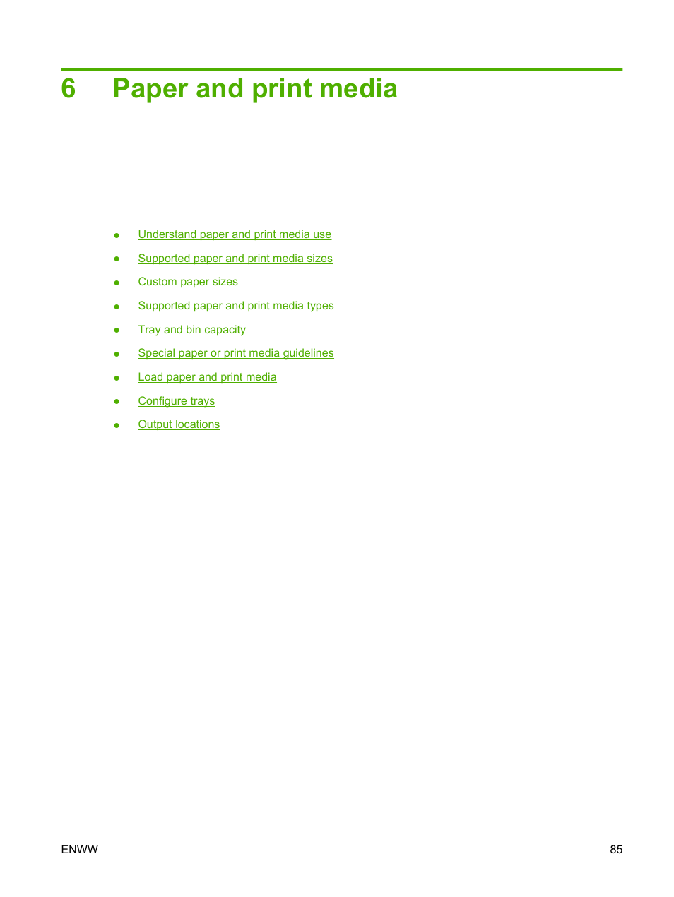 Paper and print media, 6 paper and print media, 6paper and print media | HP CM3530 User Manual | Page 99 / 302