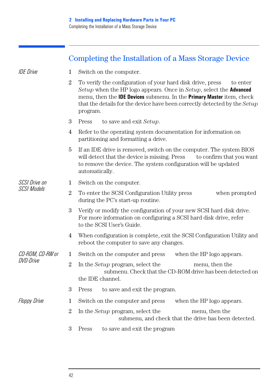 HP VECTRA VL800 User Manual | Page 42 / 72