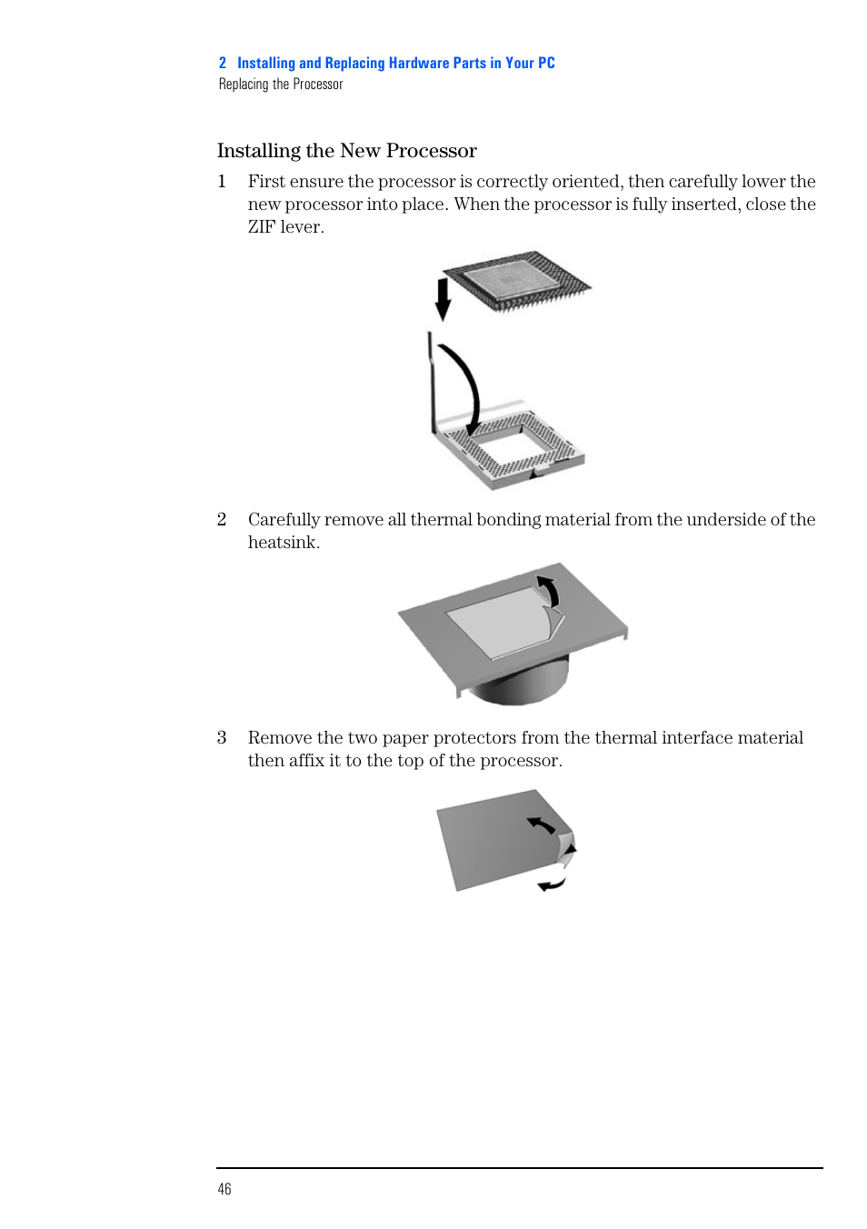 Installing the new processor | HP VECTRA VL800 User Manual | Page 46 / 72