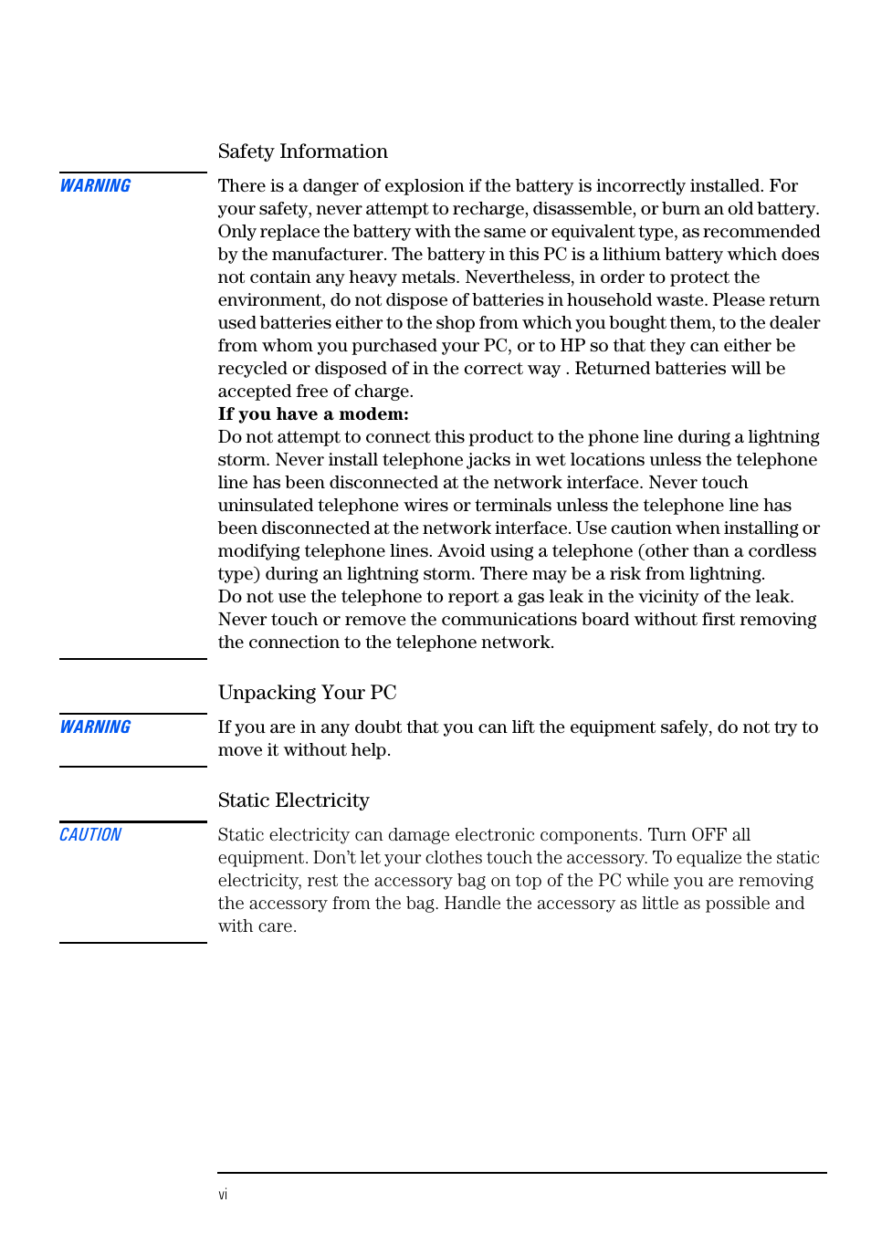 HP VECTRA VL800 User Manual | Page 6 / 72