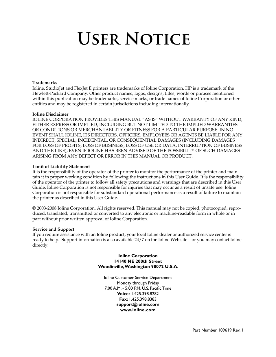User notice | HP StudioJet User Manual | Page 2 / 71