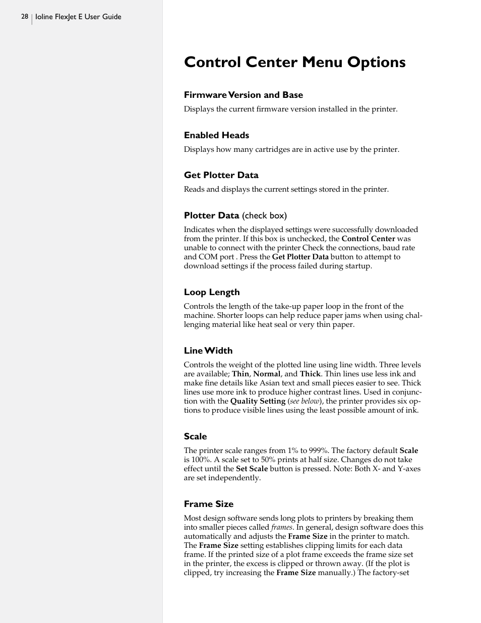 Control center menu options | HP StudioJet User Manual | Page 26 / 71